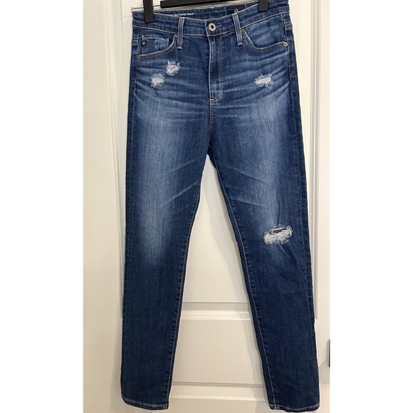 AG High Rise Stevie Ankle Distressed Jeans Size 27R - Picture 1 of 6